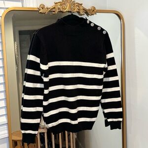 Black and White Striped Women's Sweater